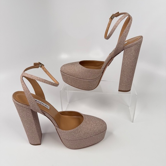 AQUAZZURA So High 140MM Plateau Metallic Pumps Size 39 - Picture 8 of 13